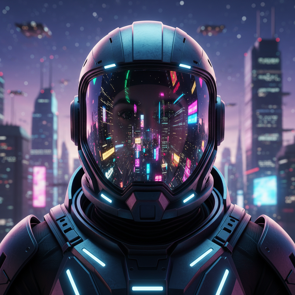Cinematic portrait of a futuristic astronaut